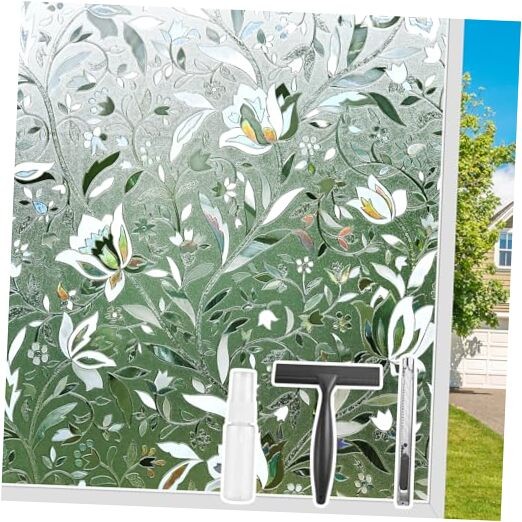Privacy Window Film,Decorative Stained Glass 29.5 Inch x 13.1 Feet Clear