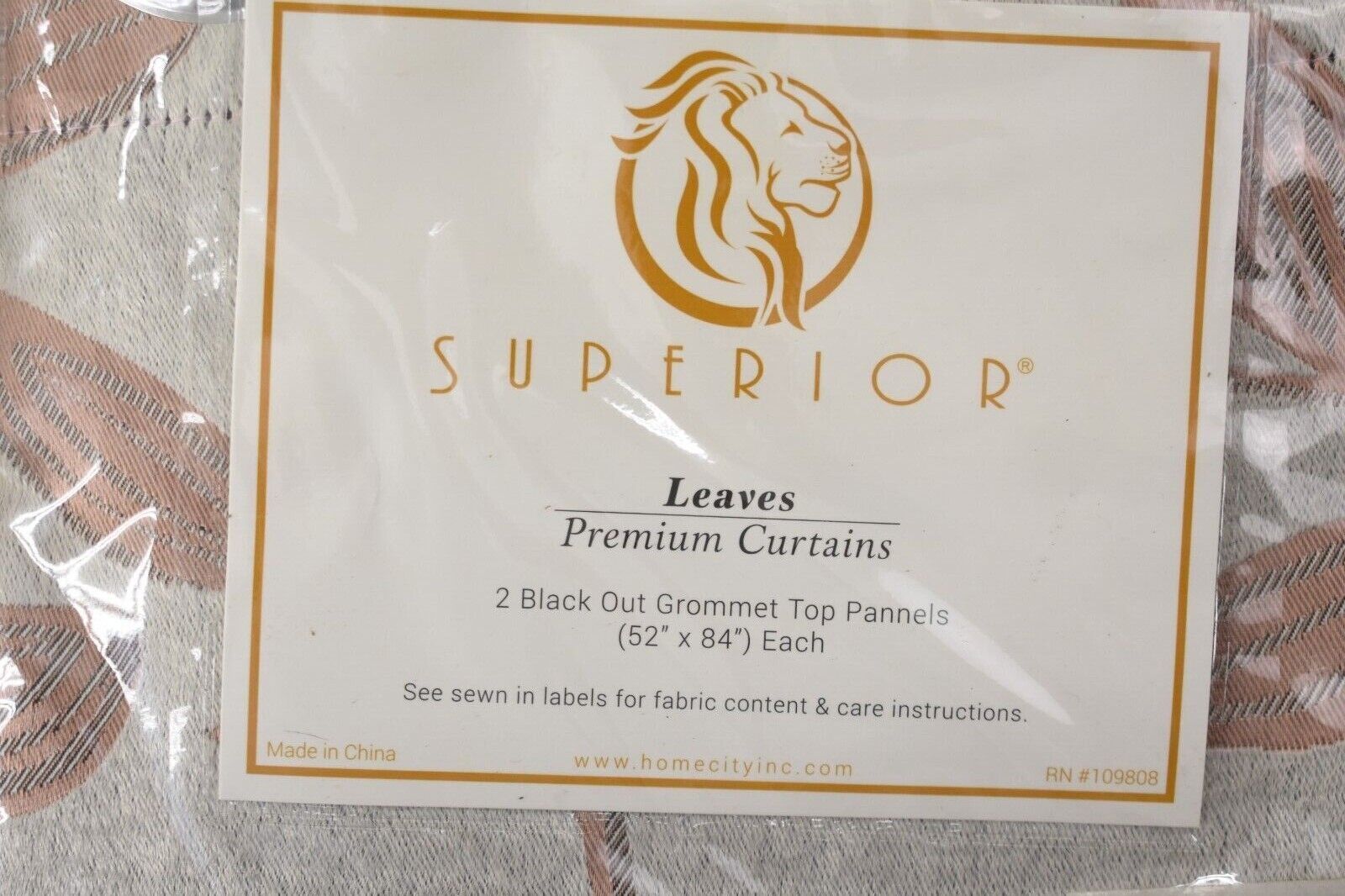 Superior Bronze Leaves Design Blackout Grommet Top 2-Panel Curtain 52″ x 84″