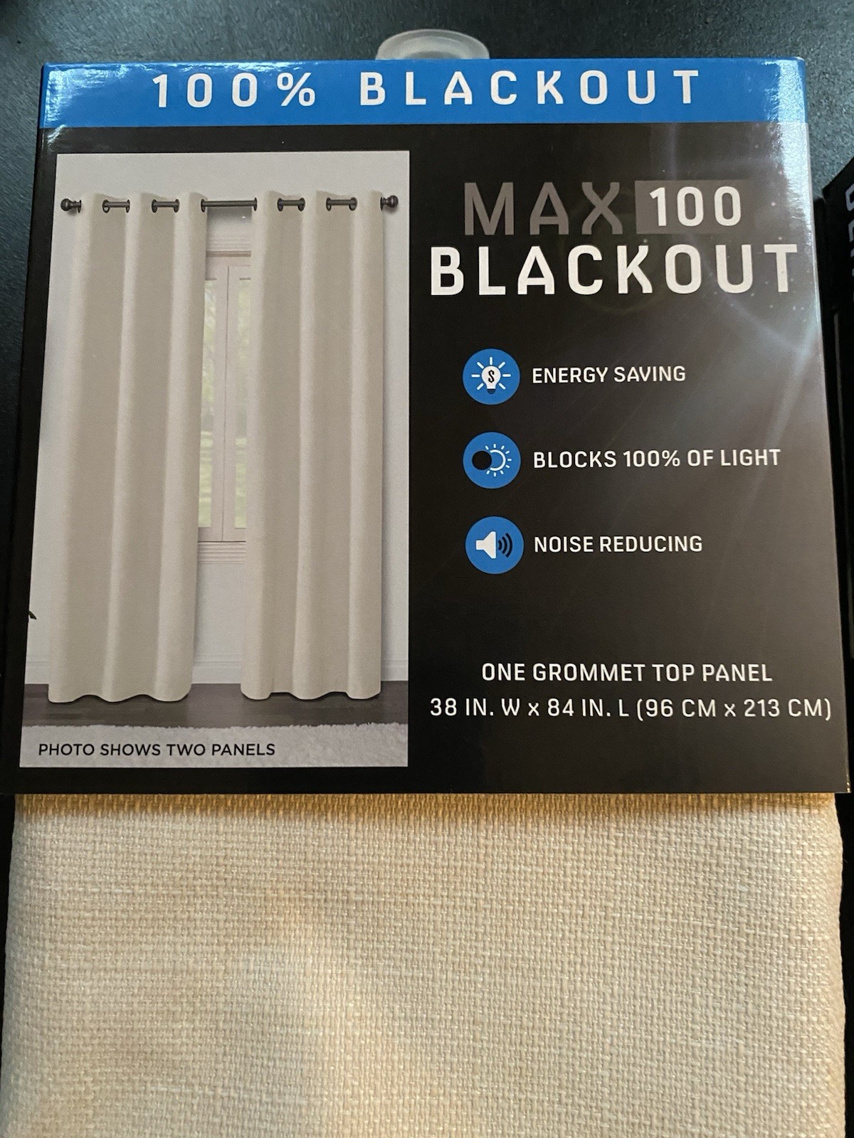 2 Max 100% Blackout Emerson Solid Grommet Top Curtain Panel Beige 38″ x 84″