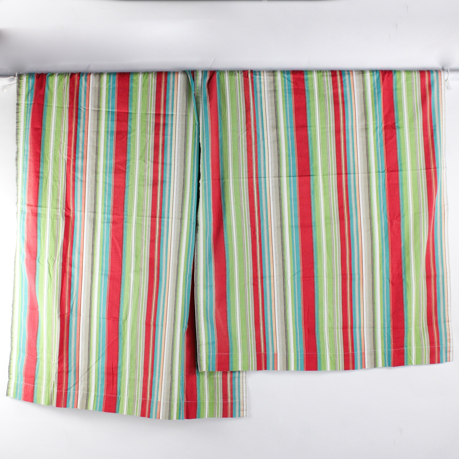 Set of 2 Multicolor Striped Tab-Top Cotton Curtains 39″ x 56″