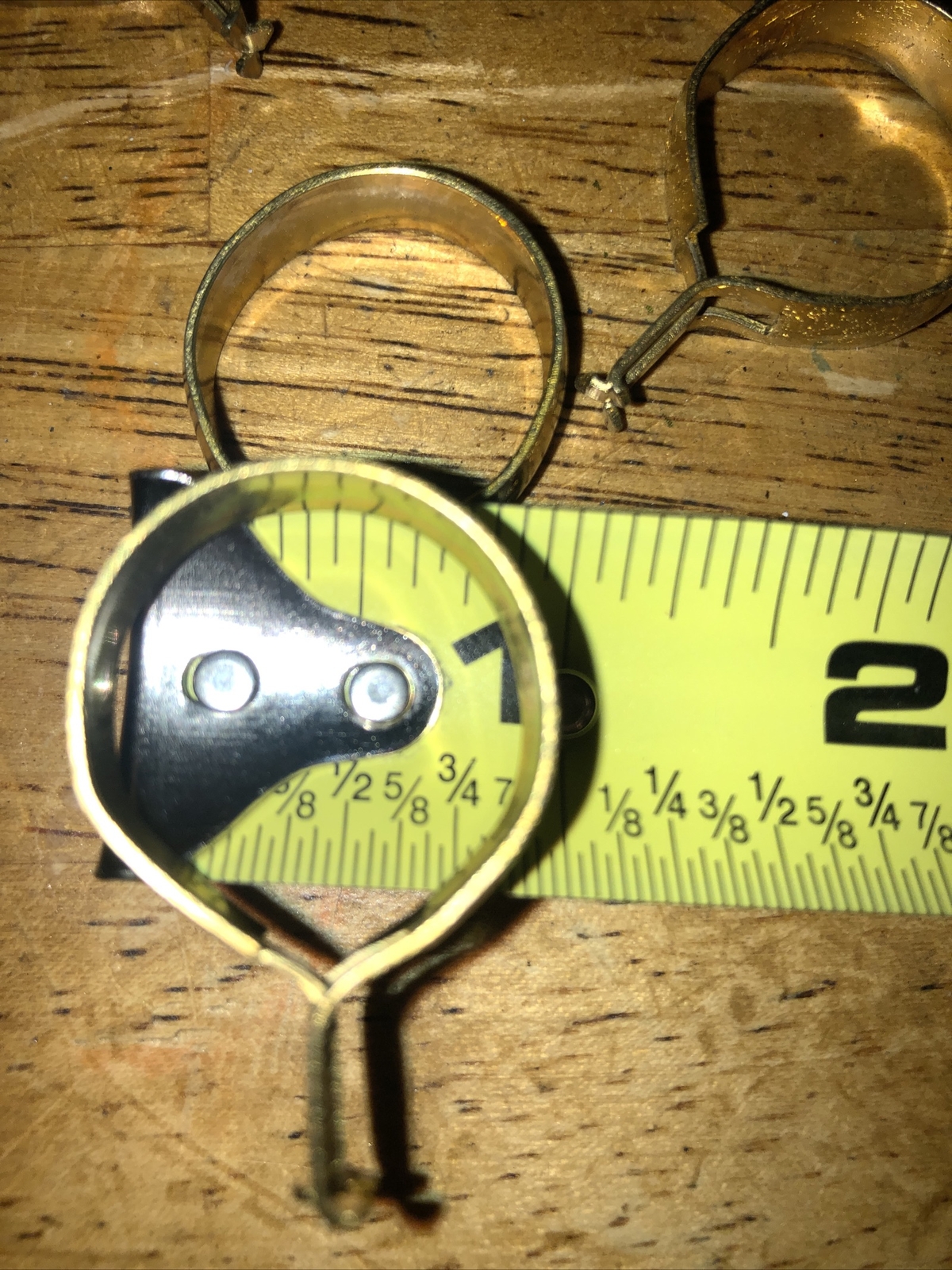 22 Vintage Bright Brass Finish Clip-On Cafe Curtain Drapery Rings 7/8 Inch
