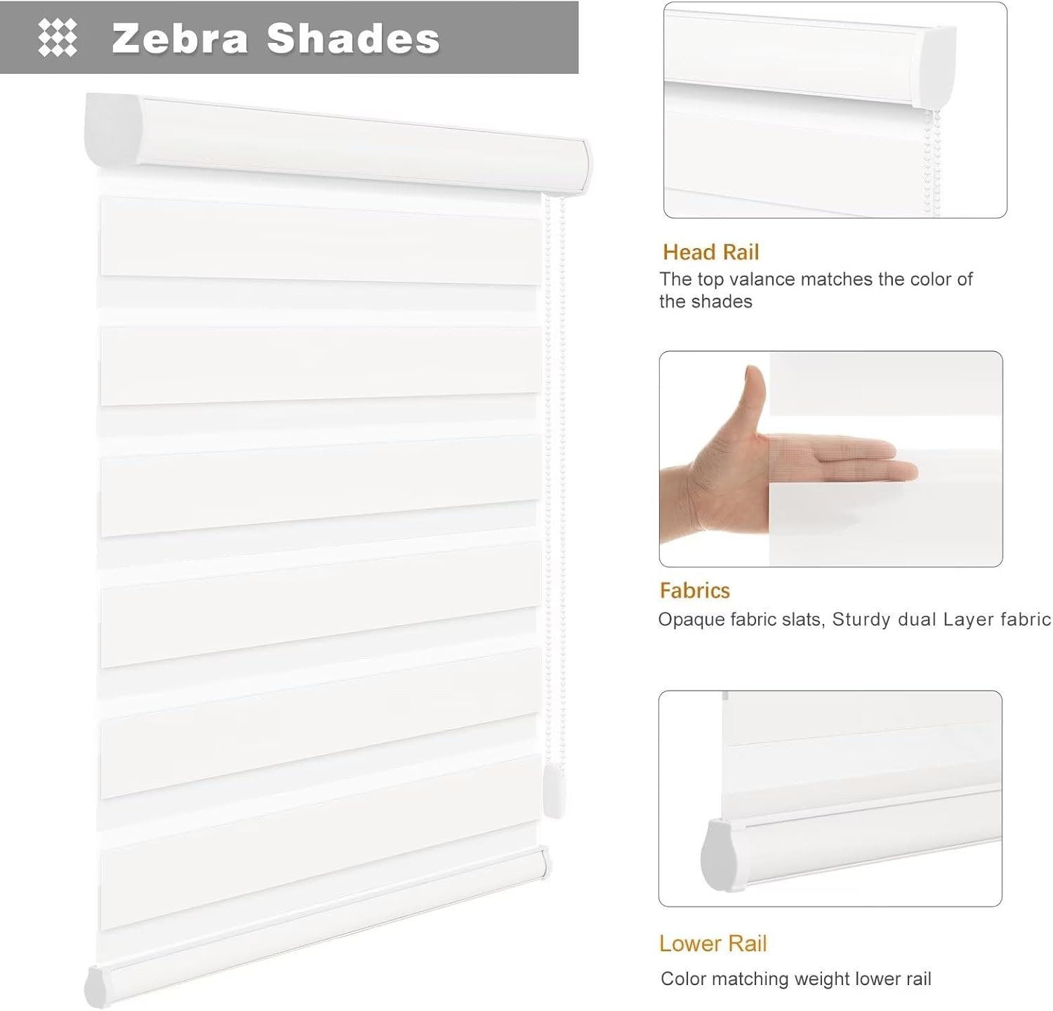Changshade CUSTOM CUT Dual Layer Window Treatment Zebra Roller Shades-Corded