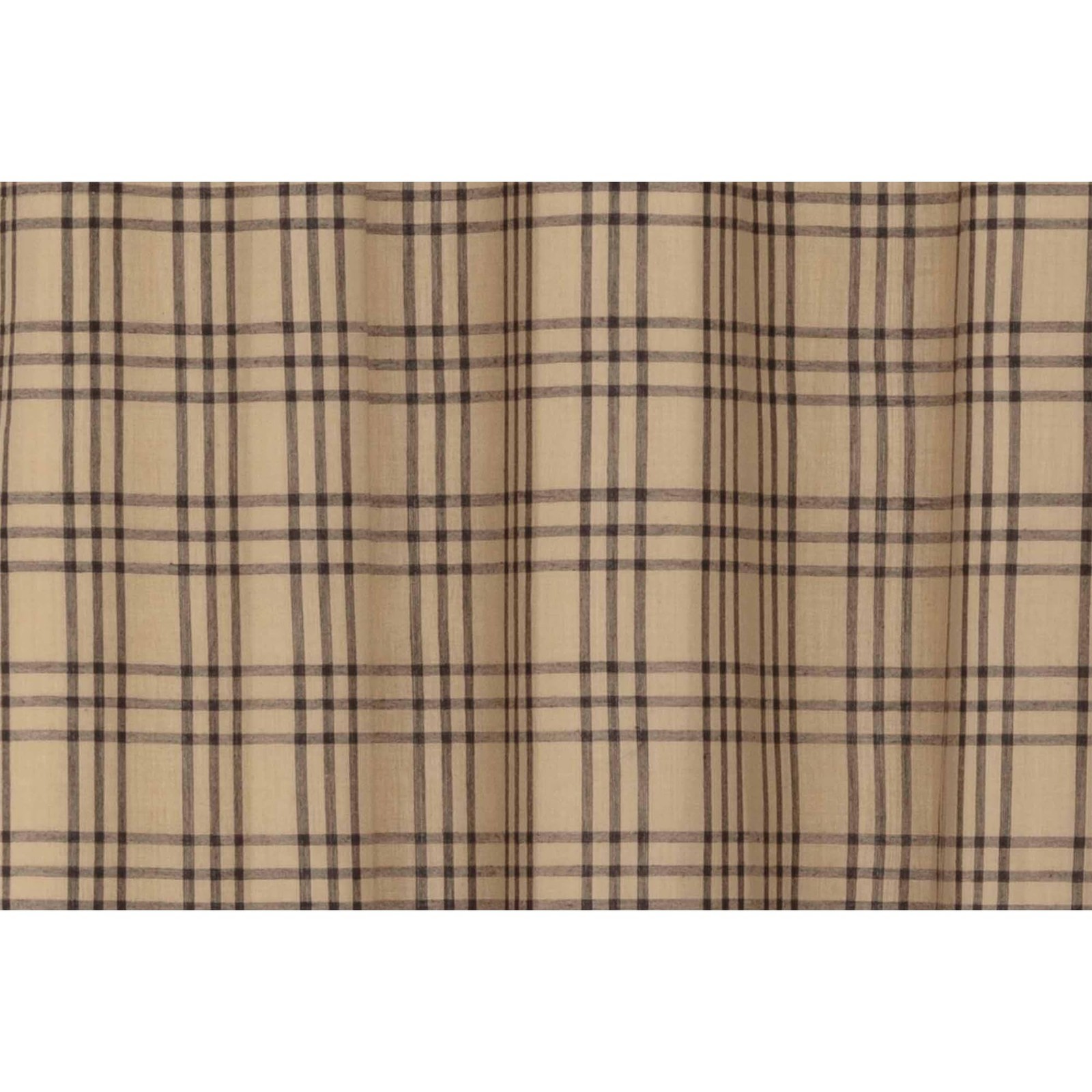 VHC Brands Farmhouse Kitchen Window Curtains-Sawyer Mill Plaid Tan Tier Pair, 36