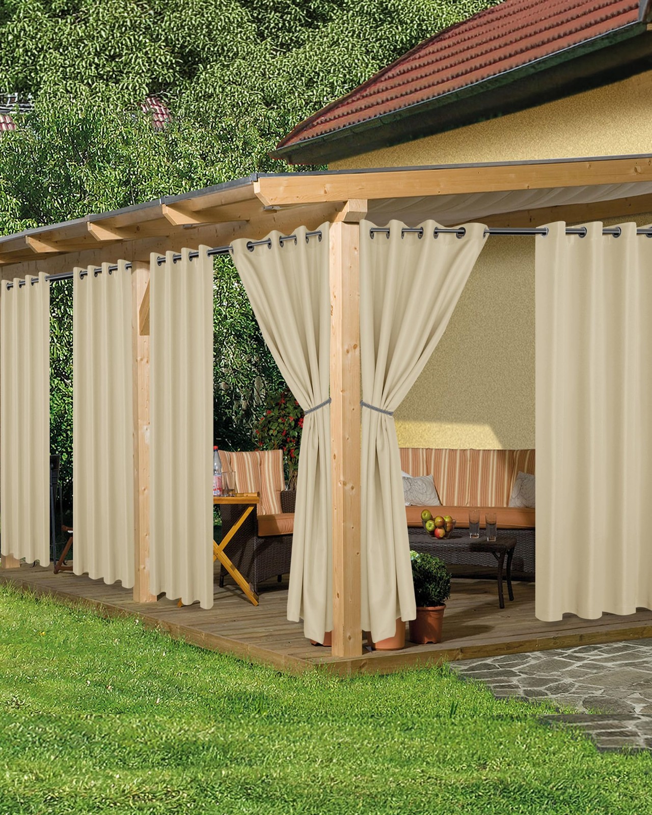 Outdoor Curtains for Patio Waterproof, 6 Panels – 54×84 Inches – Weatherproof…