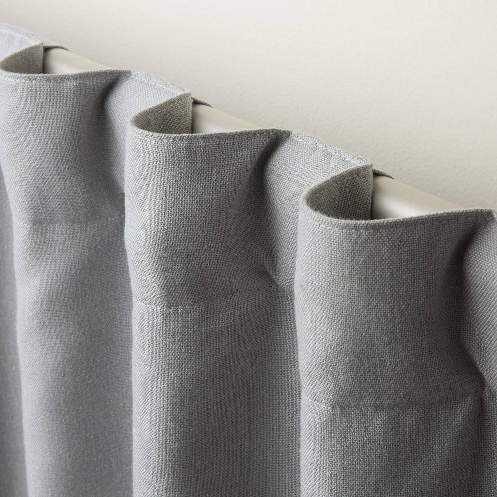 Arlo Solid Linen Texture 50 In. W X 108 In. L Polyester Blackout Grey Curtain (S