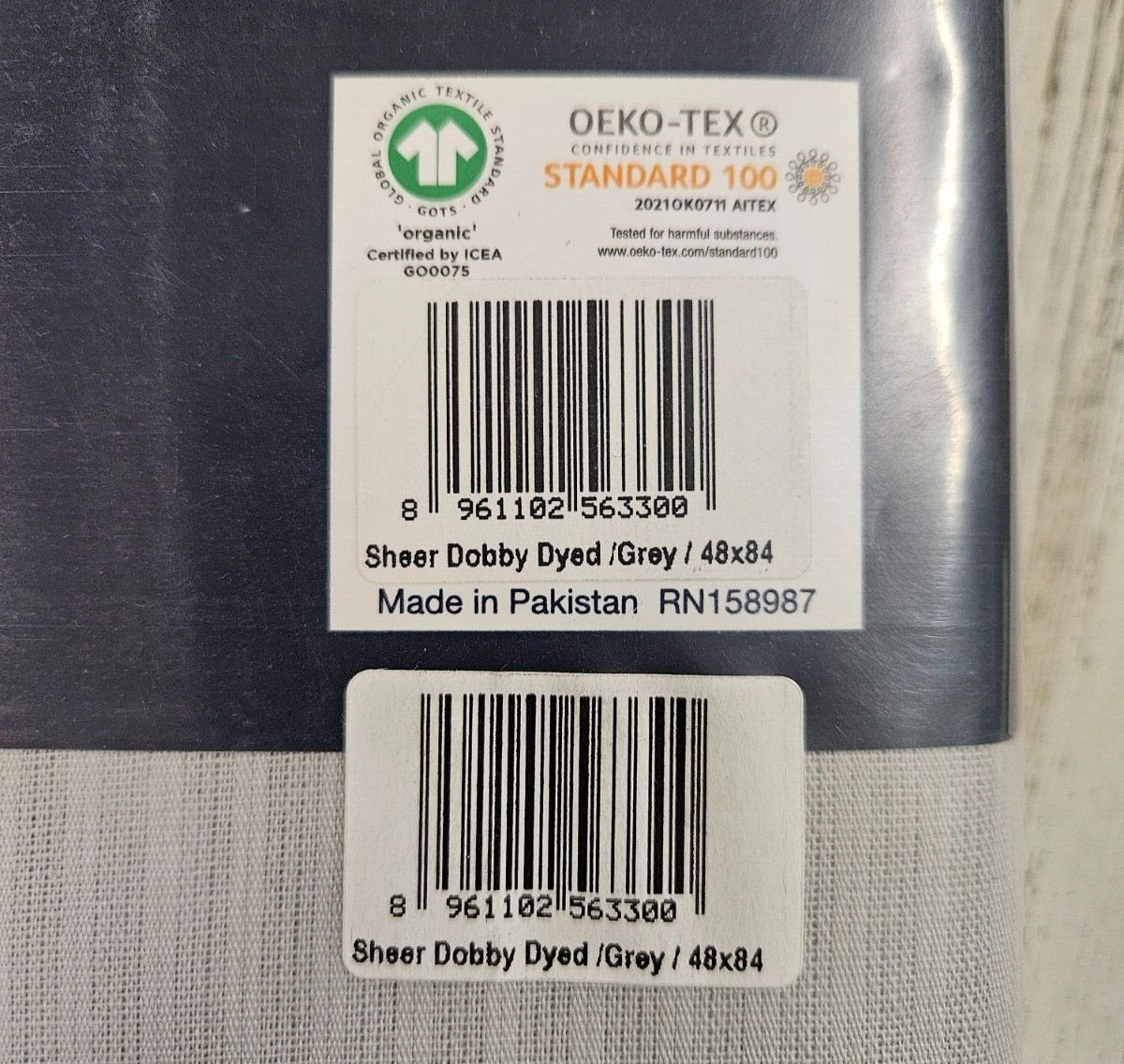 GAP HOME ORGANIC COTTON SHEER DOBBY DYED GRAY WINDOW CURTAIN PAIR 48×84