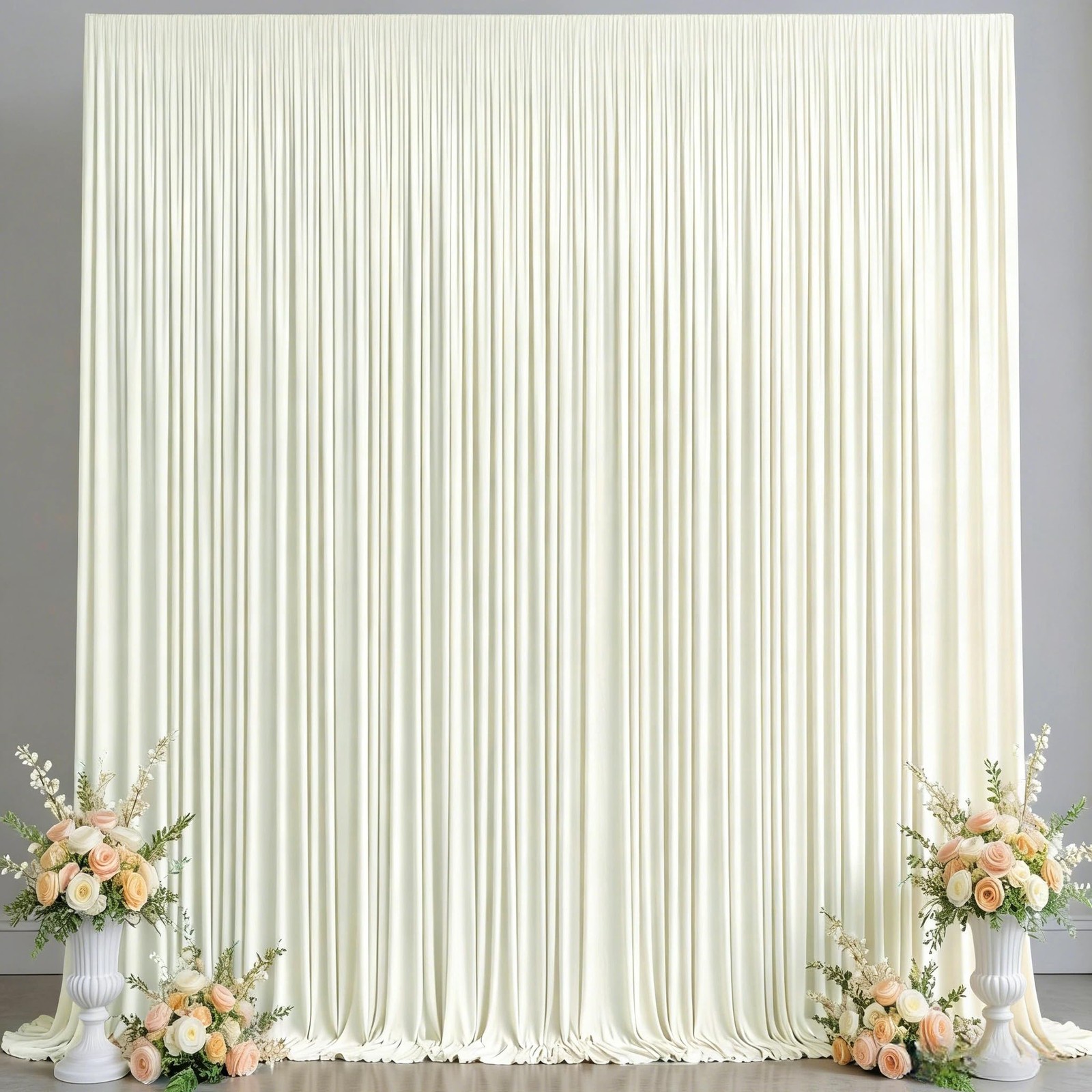 40x10FT Backdrop Curtains with Rod Pockets – W5′ x H10′(8 panels), Beige