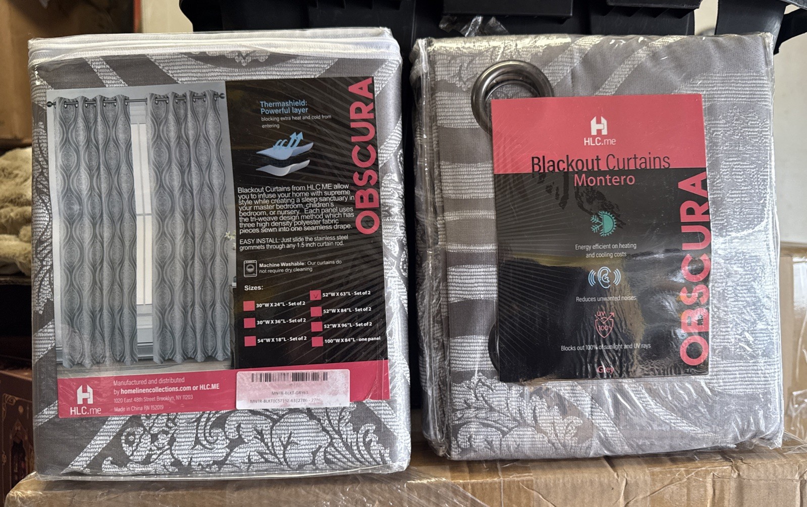 HLC.ME Montero Tile 100% Complete Blackout SeaFoam Gray Curtain