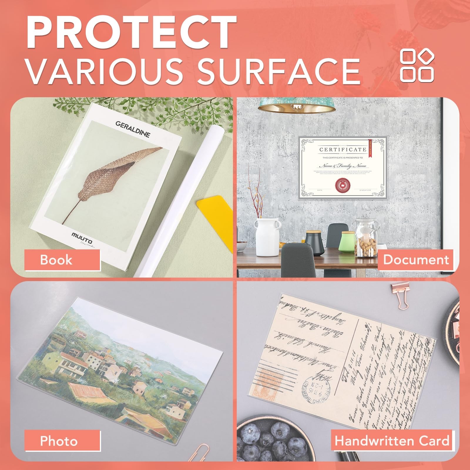 2 Rolls Clear Contact Paper, Plastic Book Covers 13.5 in x 13.5″x5ft, 2