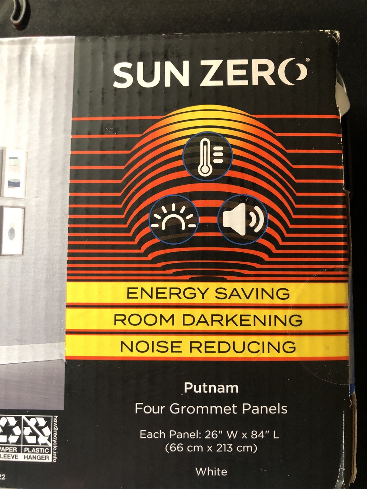 NWT Sun Zero Energy Saving 4 White Panel Curtains 26″x84″ each