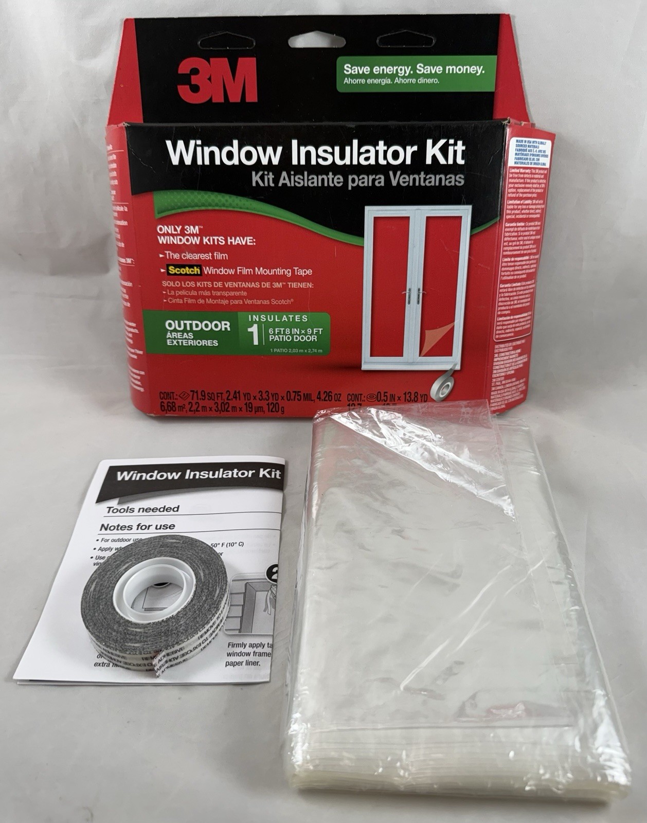 OPEN BOX 3M Outdoor Patio Door Window Insulation Kit (80 In x 108 In) # 2174W-6