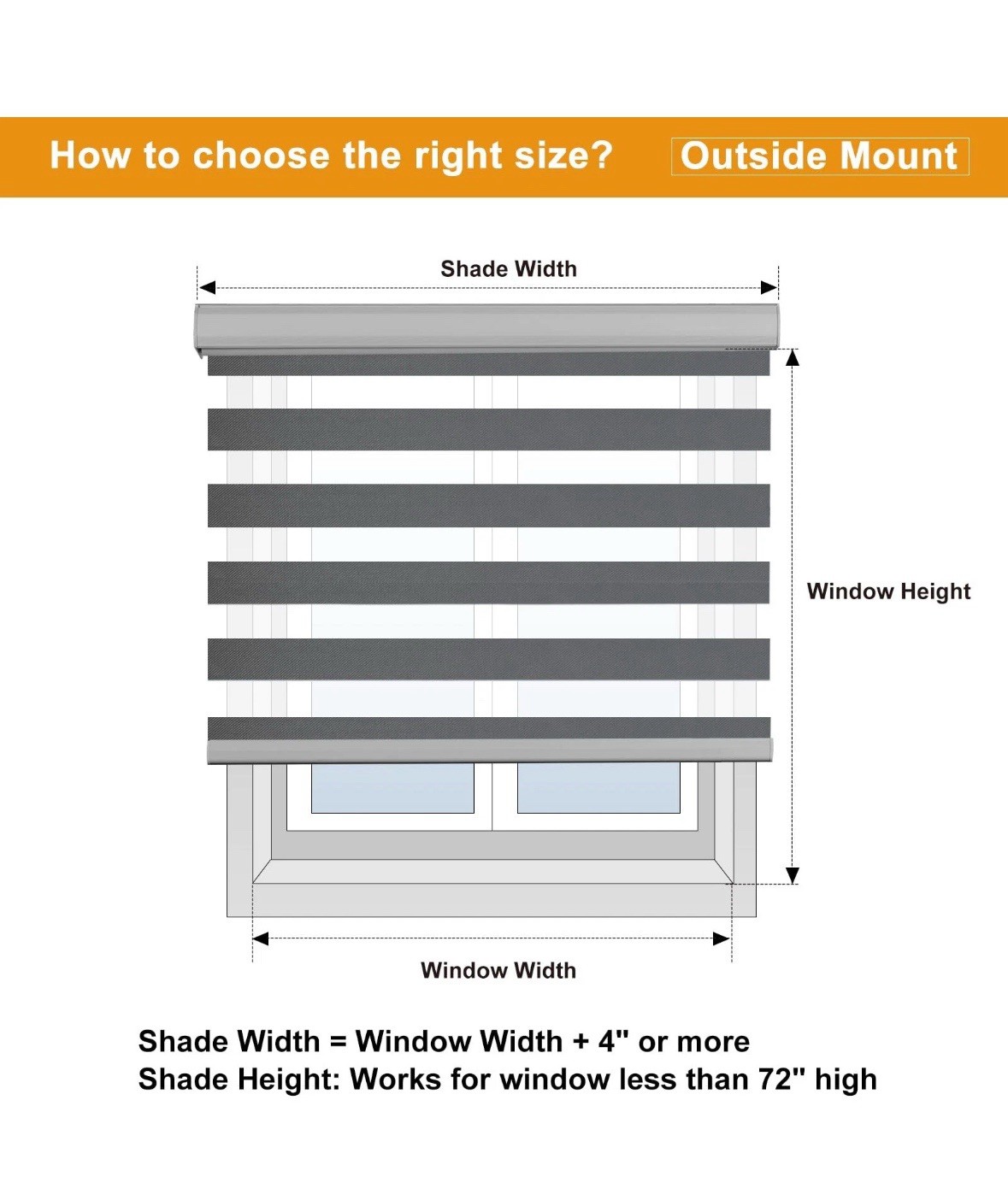 Persilux Cordless Zebra Blinds for Windows (36″ W X 72″ H, Grey) Free-Stop