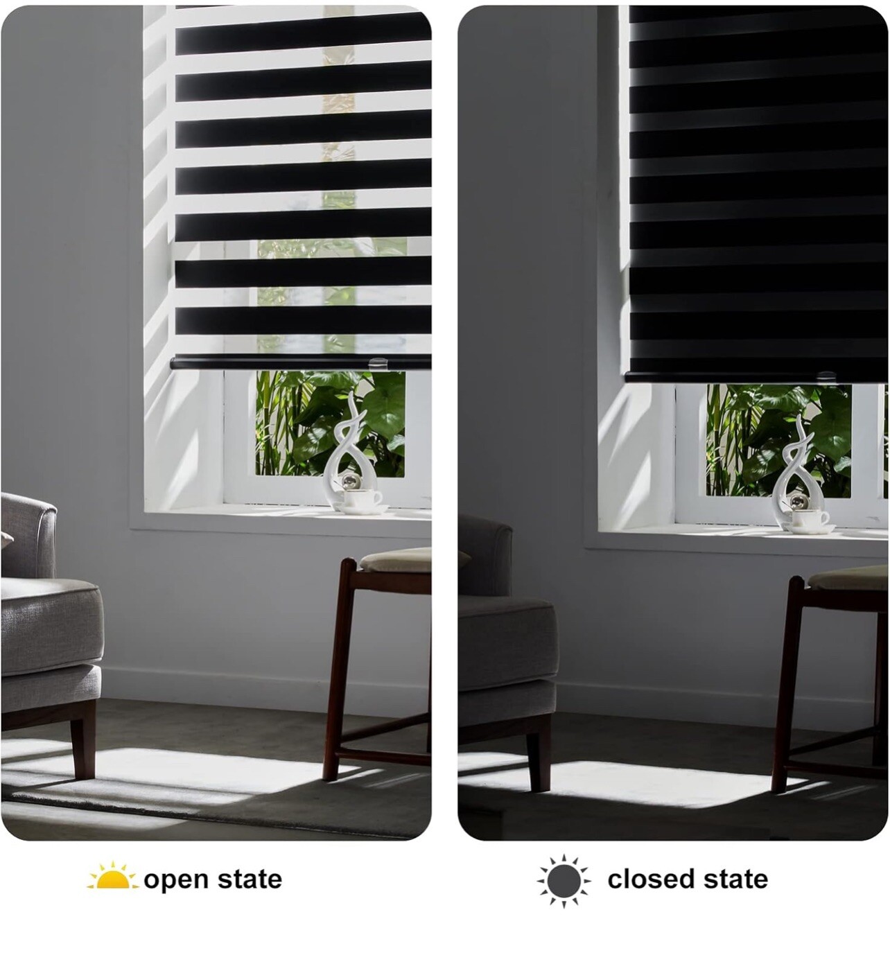 Persilux Cordless Zebra Roller Window Shades Free-Stop Roller Blinds 32″ W X 72″