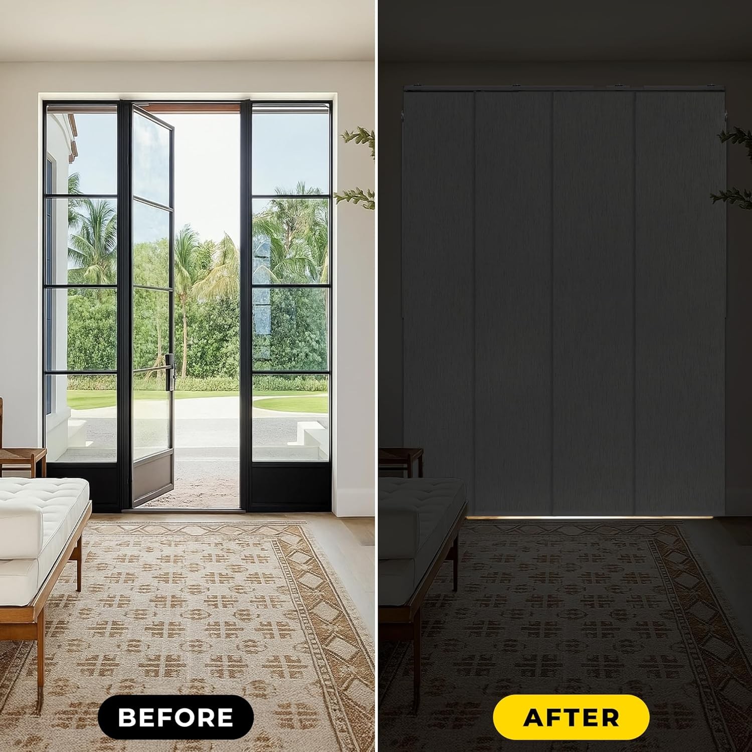 Panel Track Blinds for Sliding Doors, Blackout Linen | Extendable Track from 45