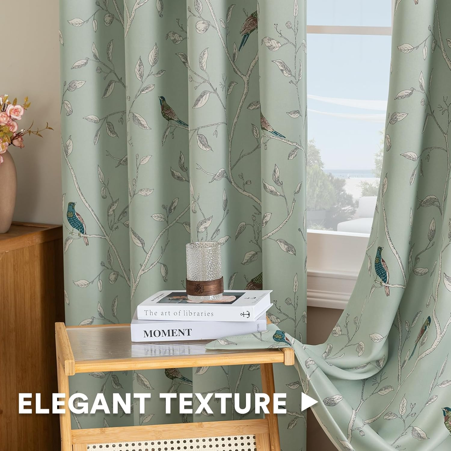 Blackout Curtains for Bedroom 63 Inches Length Thermal Insulated Birds Rustic Pr