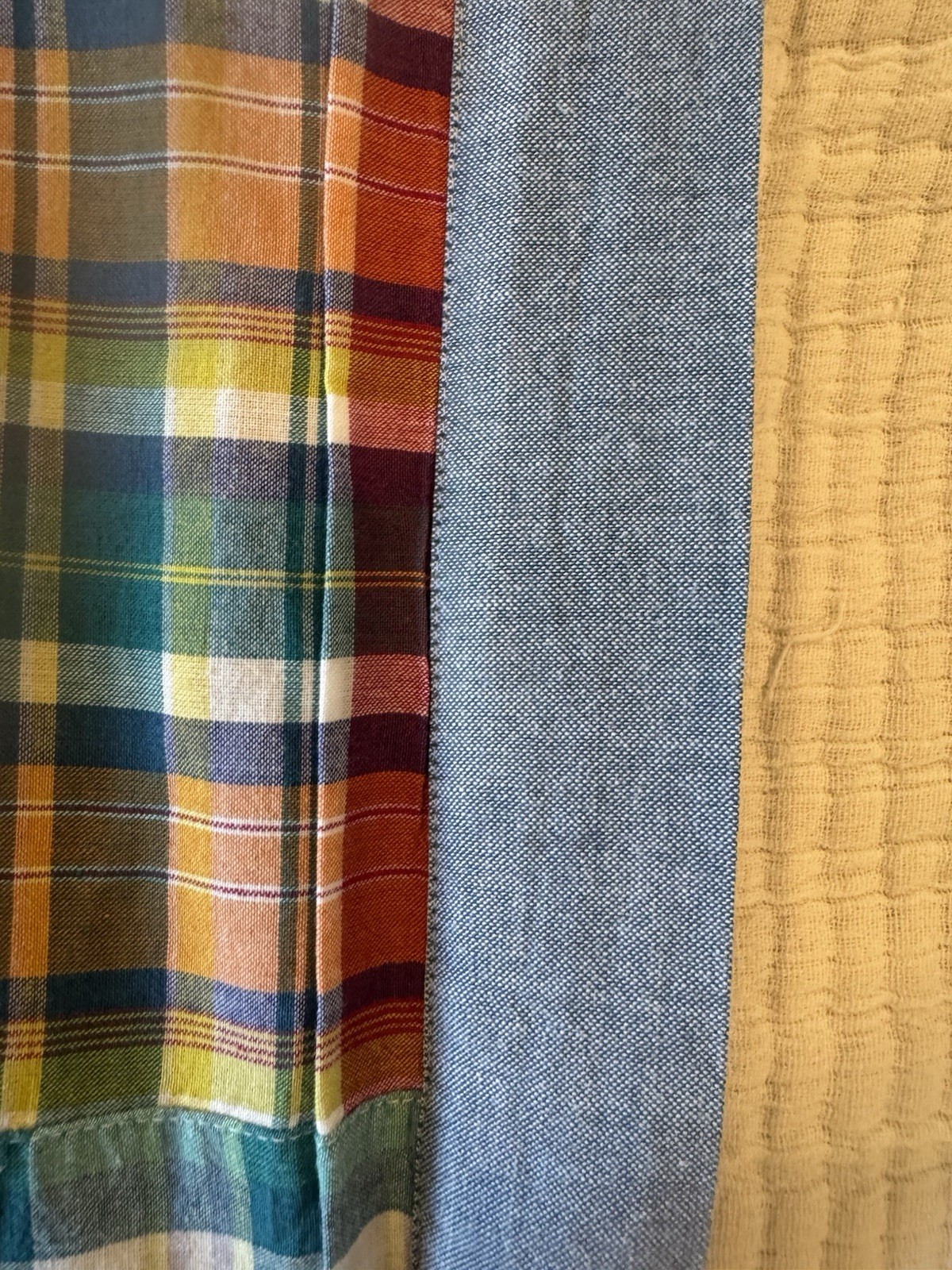 Vtg Ralph Lauren Patchwork Madras Plaid Shower Curtain Cotton Americana EUC70x72