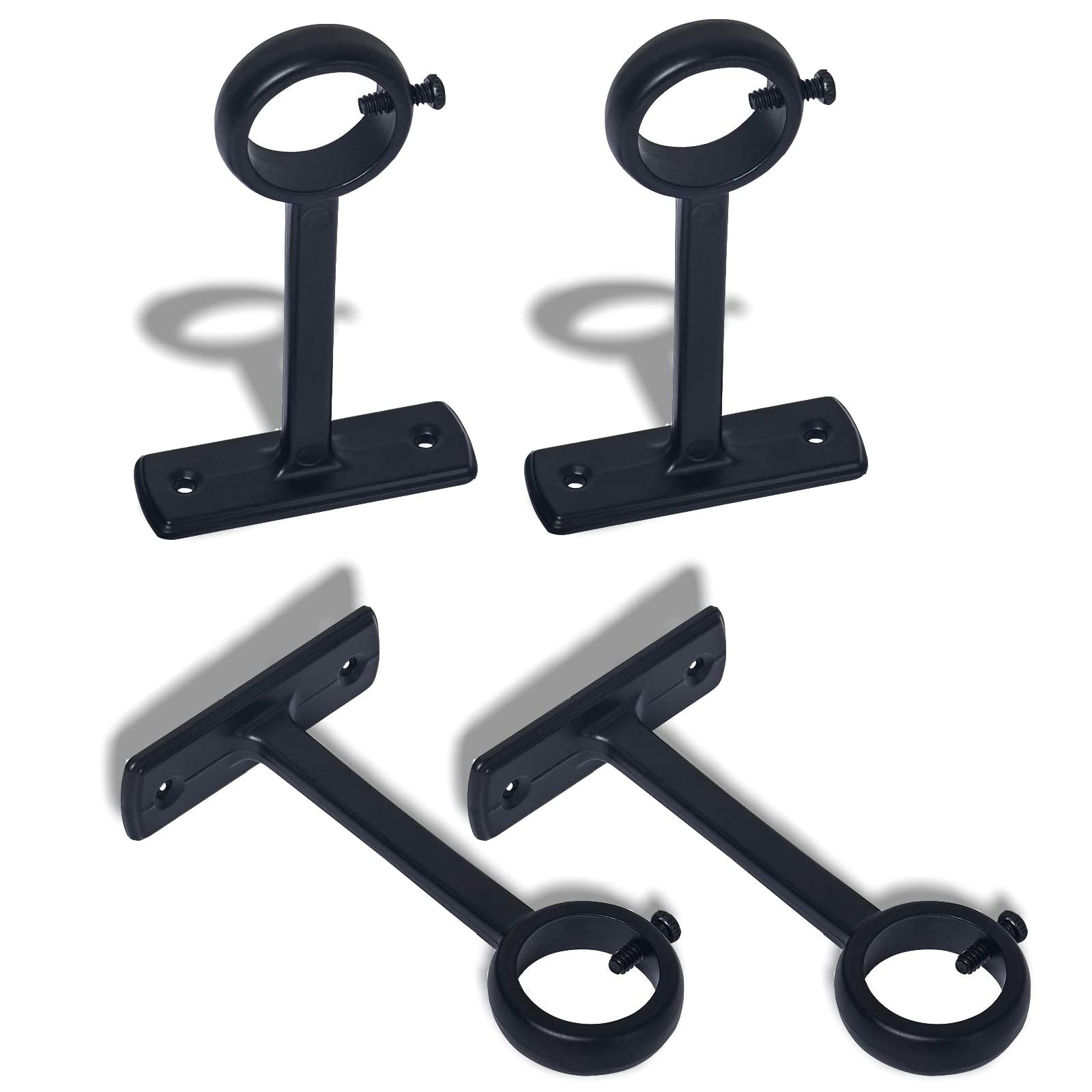 Curtain Bracket 4 PCS Ceiling & Wall Mount Brackets for Rods Black