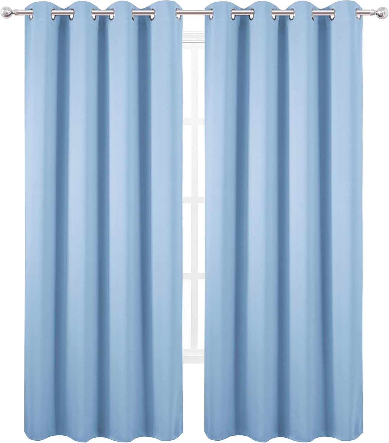 LEMOMO Blackout Curtains 52″ x 84″ Sky Blue Curtains Set of 2 Panels/Thermal