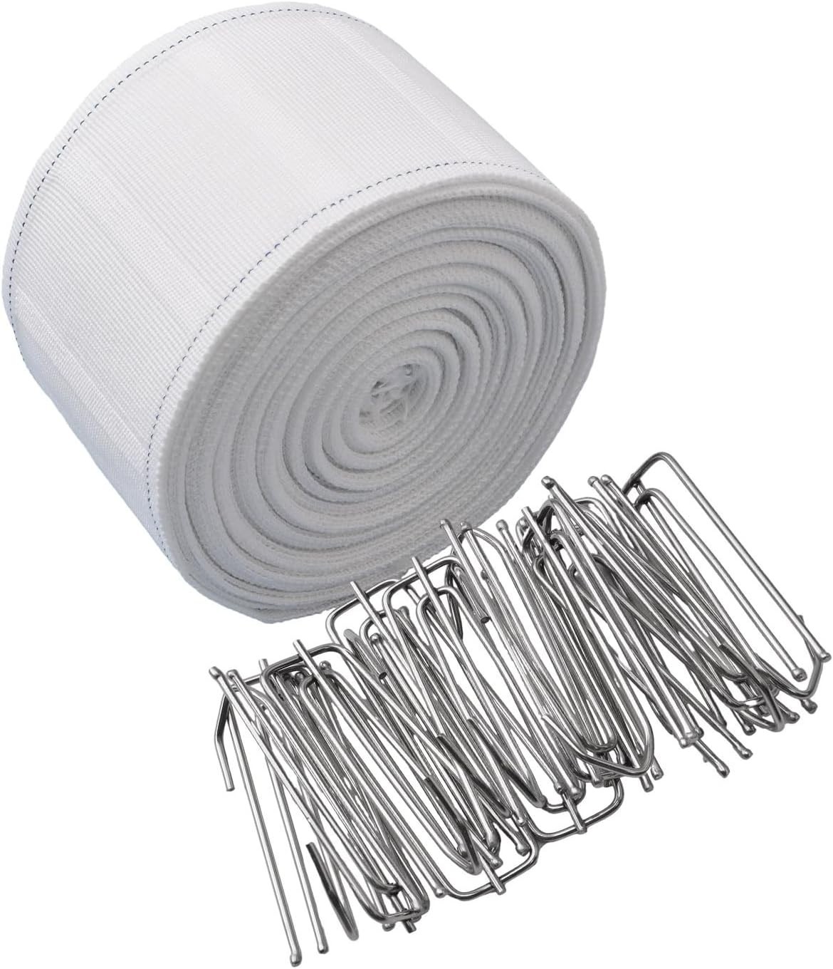 Curtain Tape Set with Hooks White Deep Pinch Pleat DIY Curtain Accessories