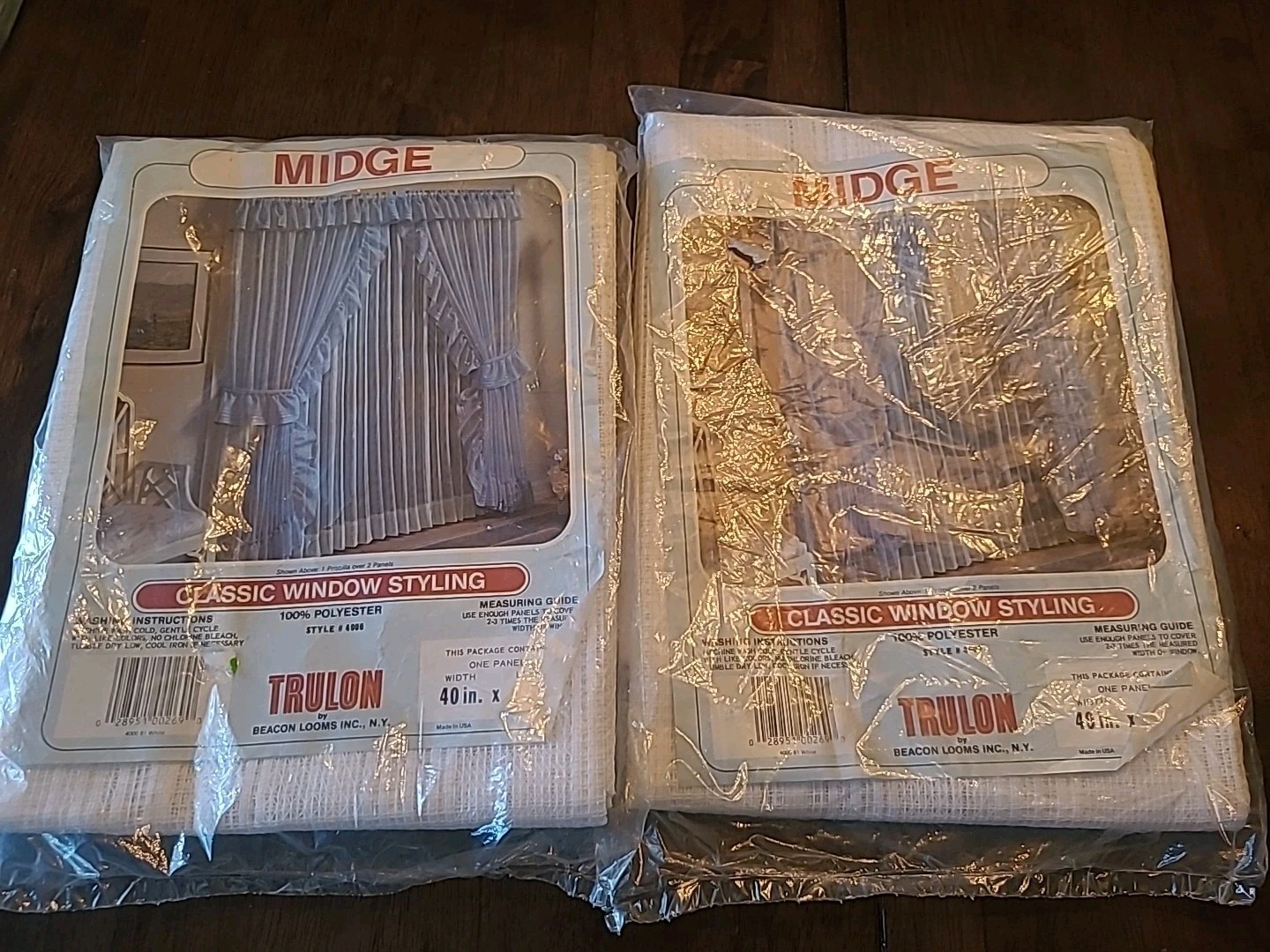 VTG 2 Beacon Looms Trulon White Sheer Curtain Panels 40W x 81L USA New Old Stock