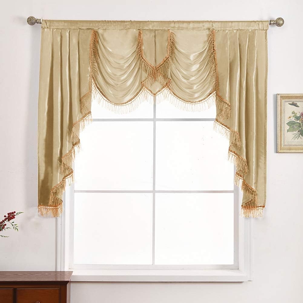 NAPEARL Soft Satin Swag Valance Curtains, Waterfall Valance with Tassles for …