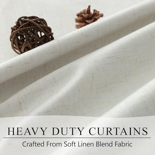 Linen Back Tab Blackout Curtains & Drapes 96 52″W x 96″L (Pack of 2) Natural