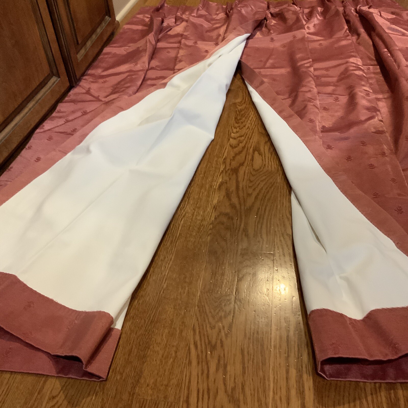 Drapes Room Darkening Mauve Floral Print each panel 24in Wide 60in Long Pennys