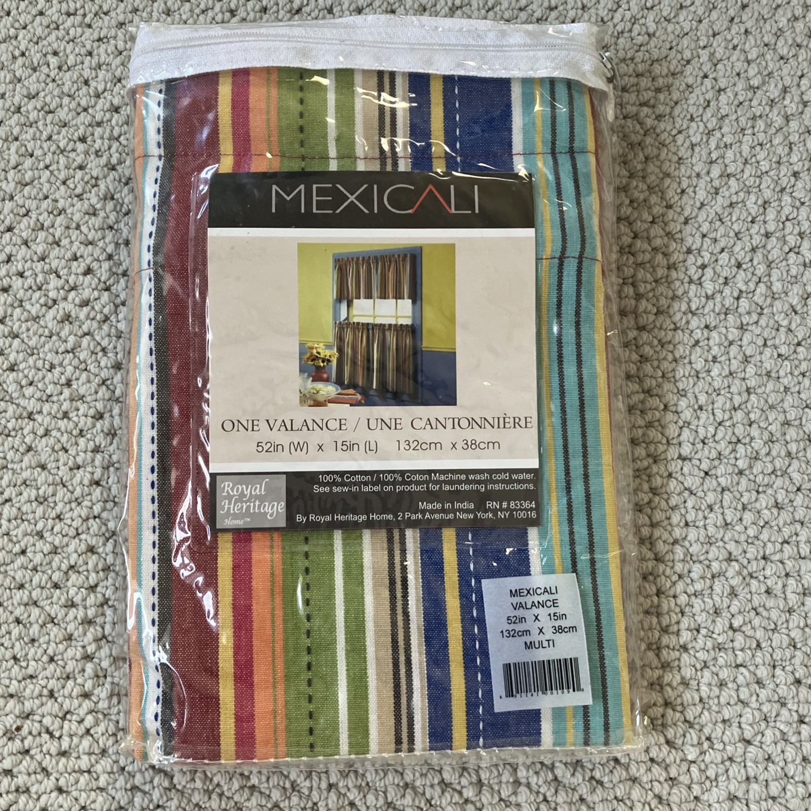 Multi Color Stripe Valance, 52” X 15 INCHES Mexicali