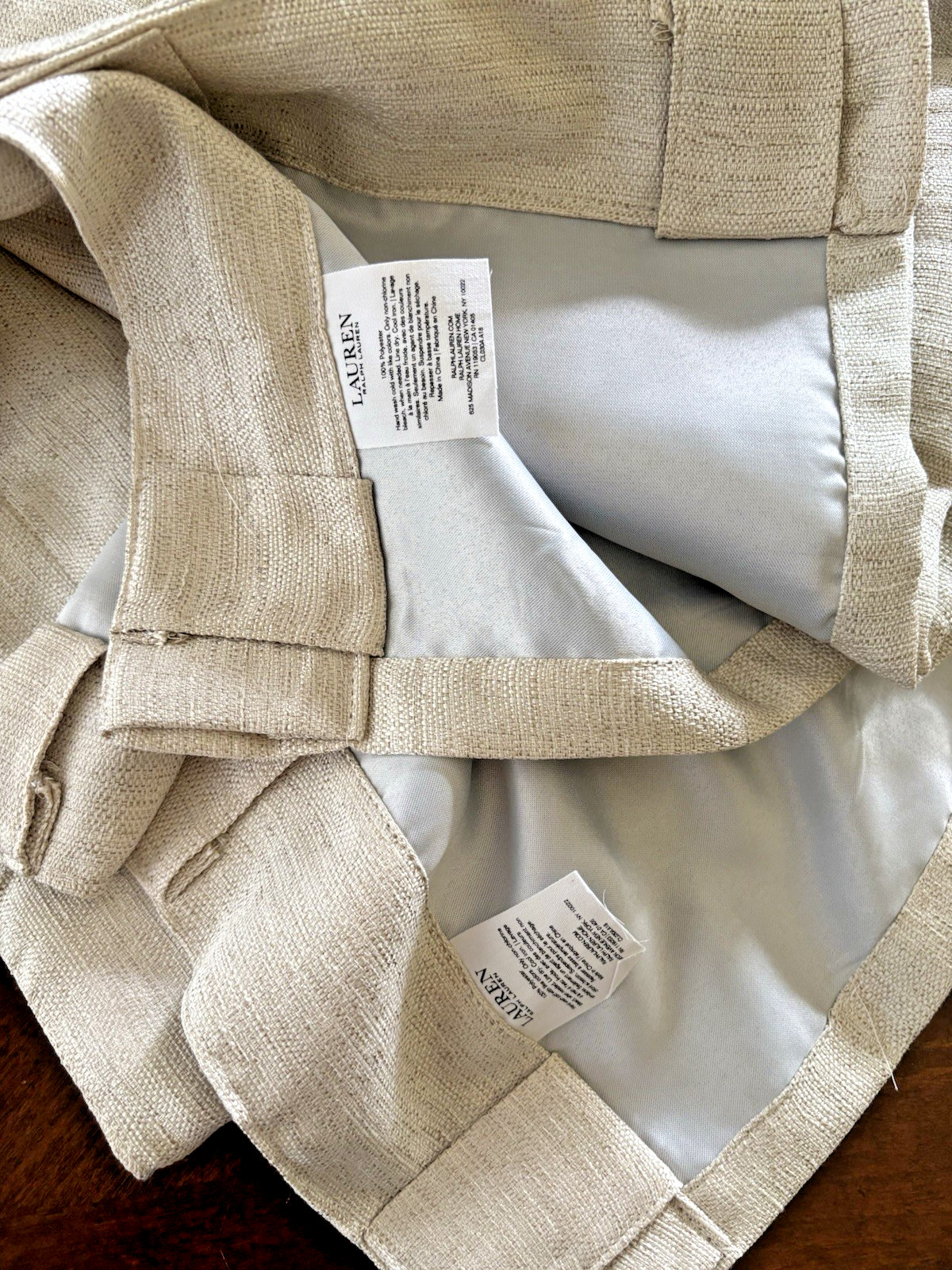 2 Ralph Lauren Maceio Thermal Blackout Back Tab Panels Curtains Linen 54″ x 96”