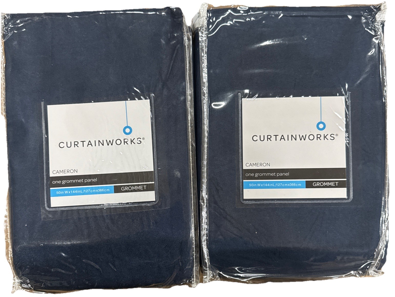 Curtainworks Cameron Grommet Panel Navy Blue 2 Pack (50inWx144inL/127cmx366cm)