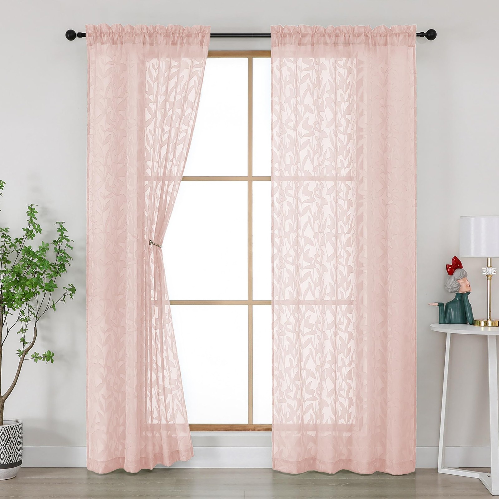 Blush Pink Curtains 84 Inches Long 2 Panels Set, Light Filtering Soft Lightwe…
