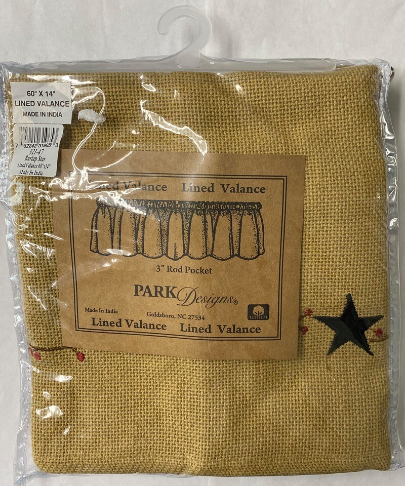 PD Burlap Star Lined Valance