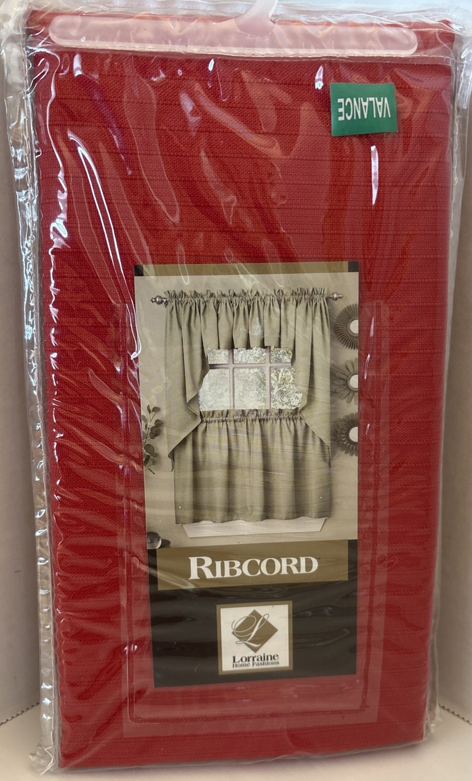 Lorraine Home Fashions Ribcord Window VALANCE (1) Red 54”Wide X 12” Long New!