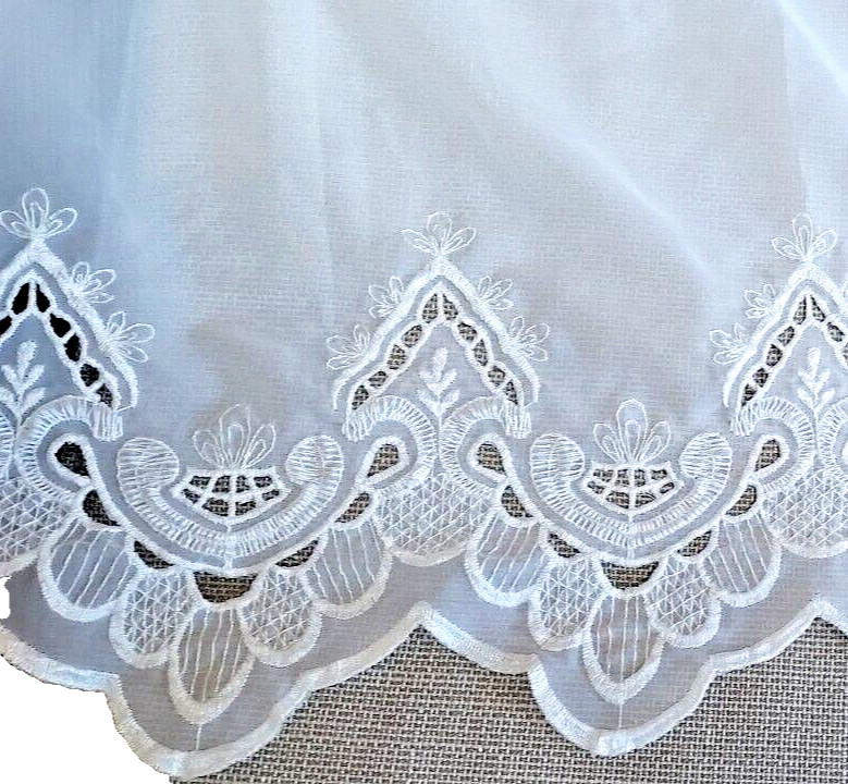 VTG Sheer Off White Embroidered Valance Curtain 58.5 x 16.5 “( 2pc. )