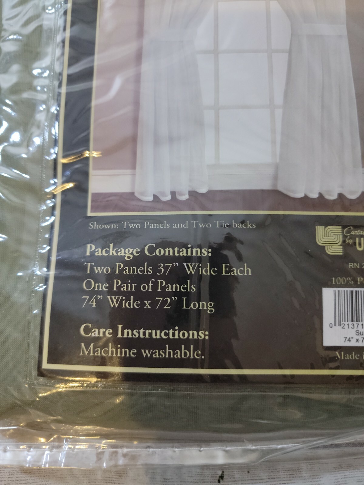 Luxury Collection by United~SUMMIT Voile Pairs~74” W x 72” L~Sage~Panels & Tieba