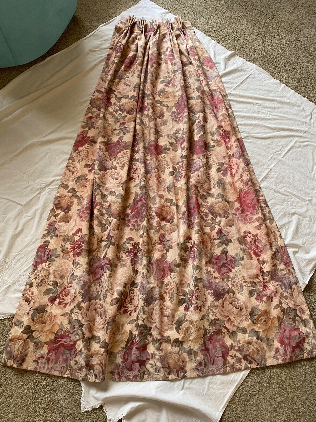Pair Custom Floral Drapes (3 Pair Available) Lined Croscill Cotswold(?) 21 x 88