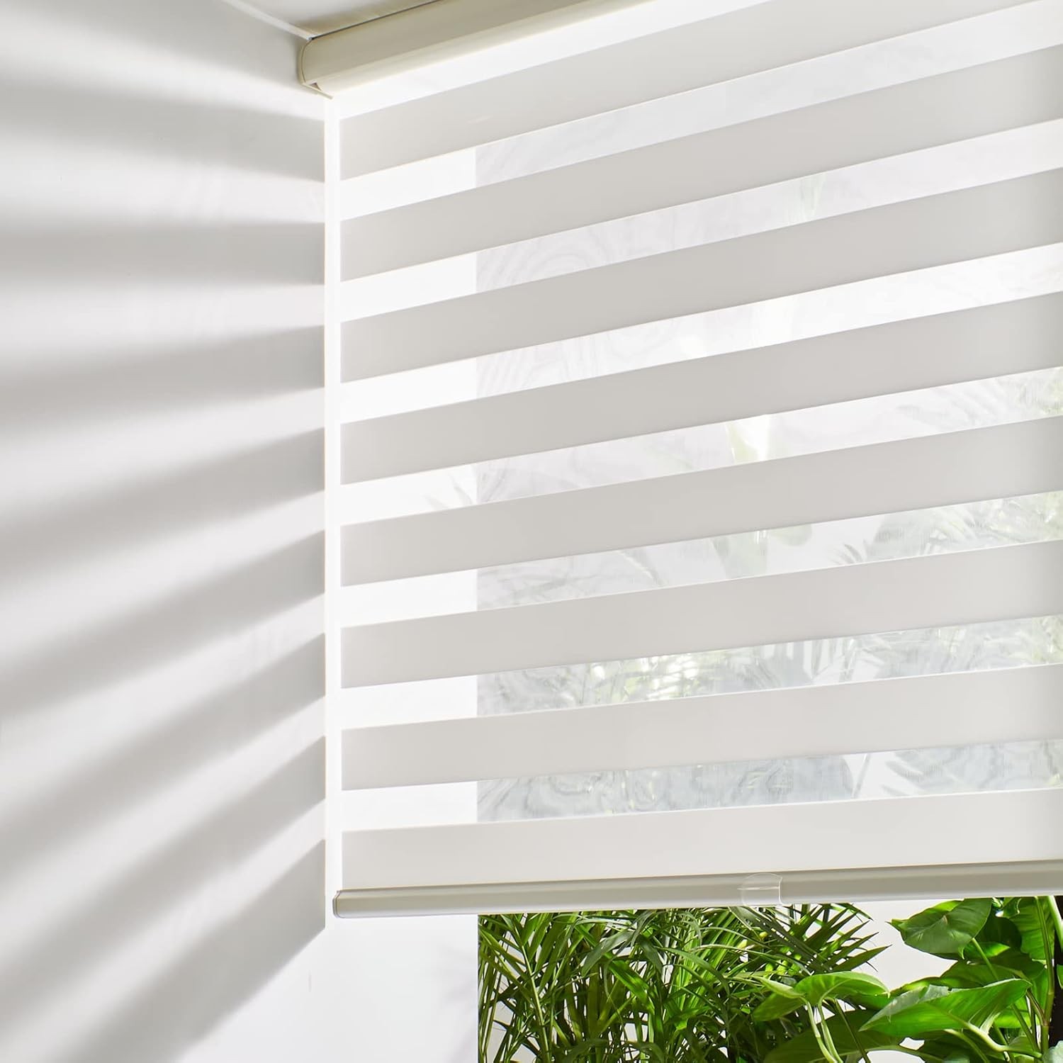 Cordless Zebra Blinds Windows Free-Stop Roller Windows Shades 35″ W X 64″ H