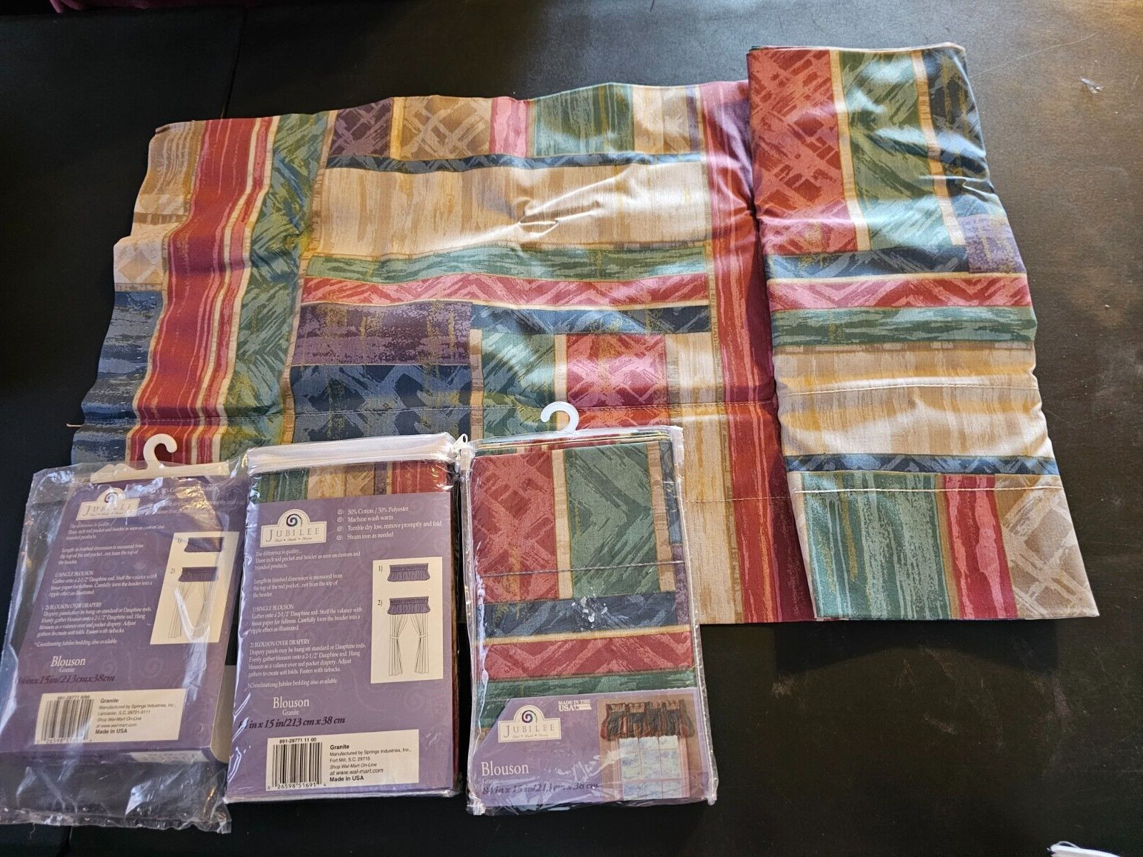 VALANCE Lot 3 BRAND NEW 84″ X 15″ Each Blouson Granite Multi-color