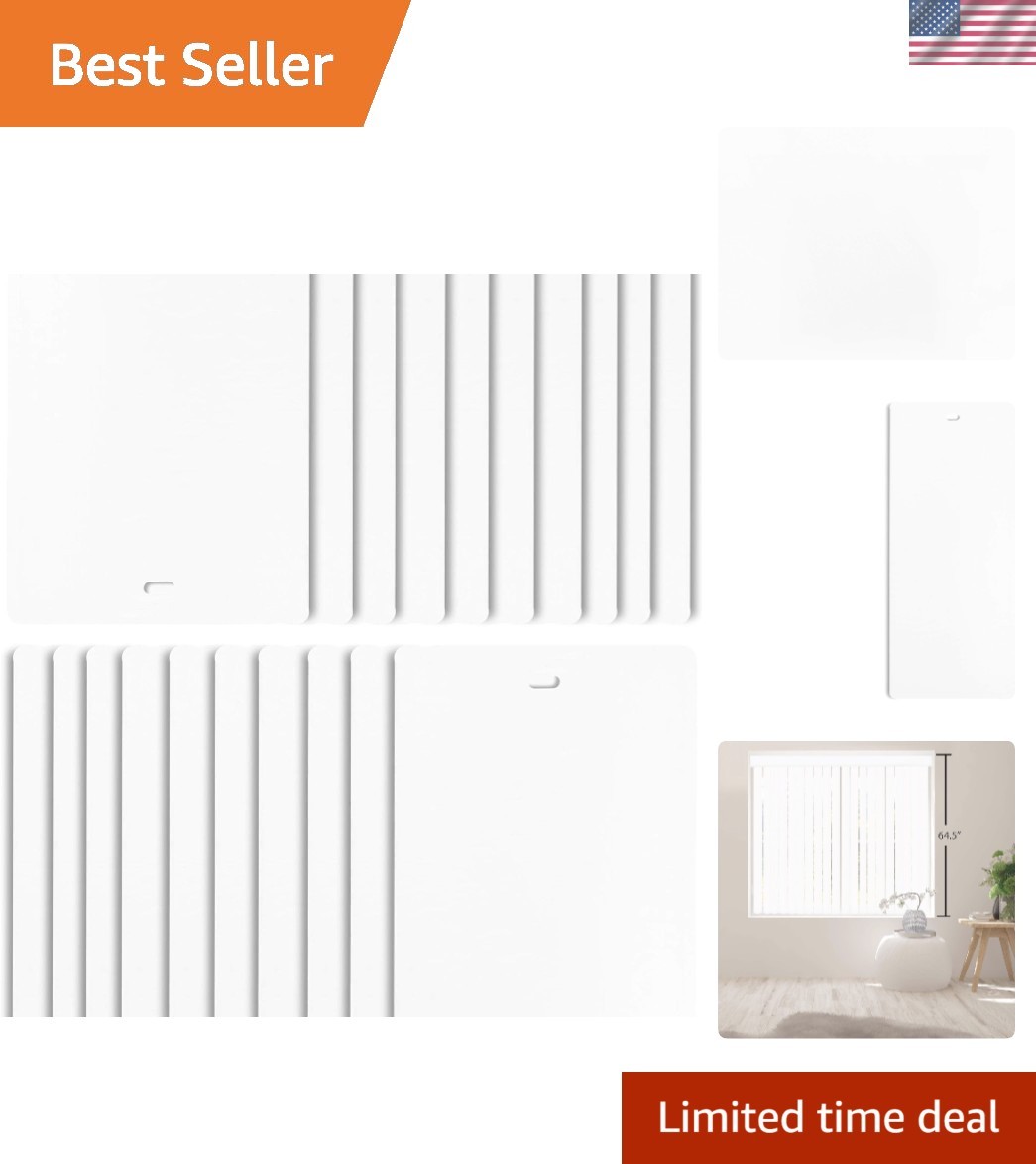 PVC Vertical Blind Replacement Slats Curved Smooth White 64.5 x 3.5 20-Pack