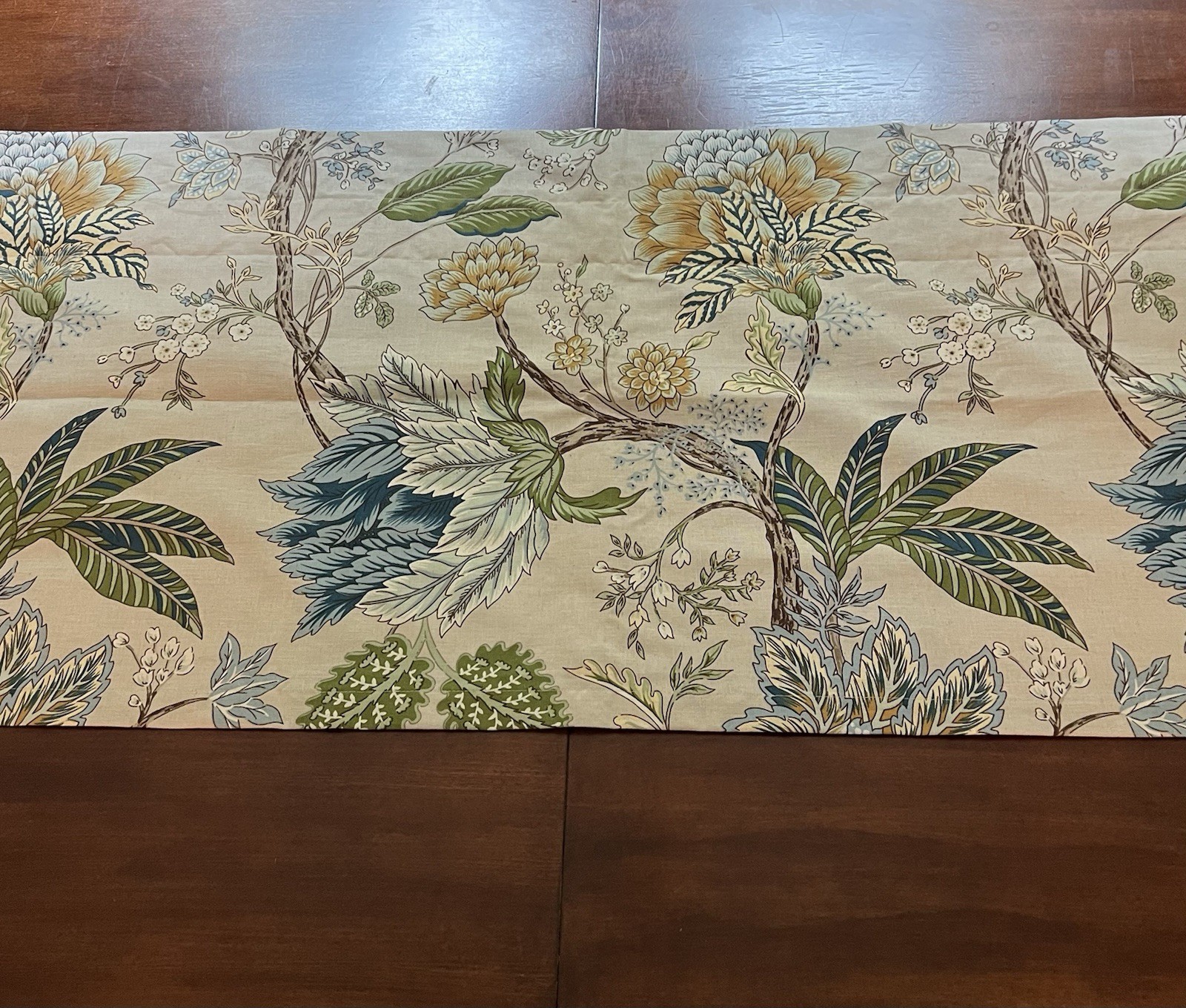 Noble Excellence Valence Large, Vivid Flowers & Ferns, 22” X 84” Cotton & Linen