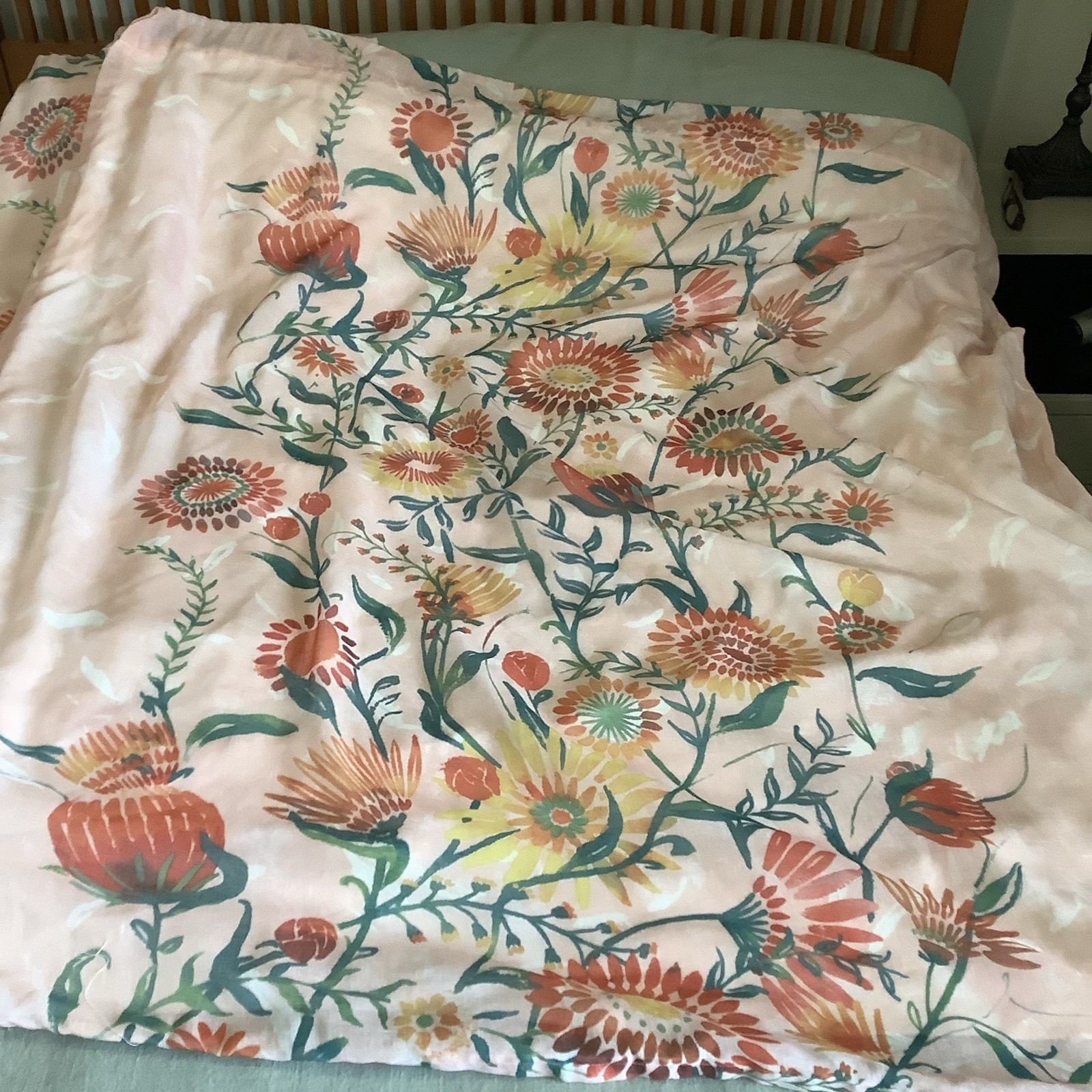 Target Opalhouse 2 Curtain Panels 54” x 56” BOHO FLORAL Orange Green LINED