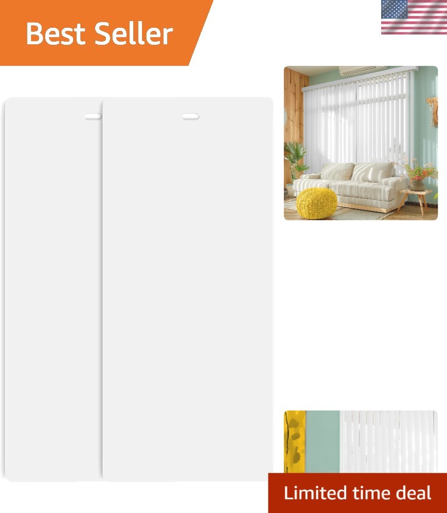 PVC Veritcal Blind Replacement Slats Curved Smooth White 82.5 x 3.5 2-Pack