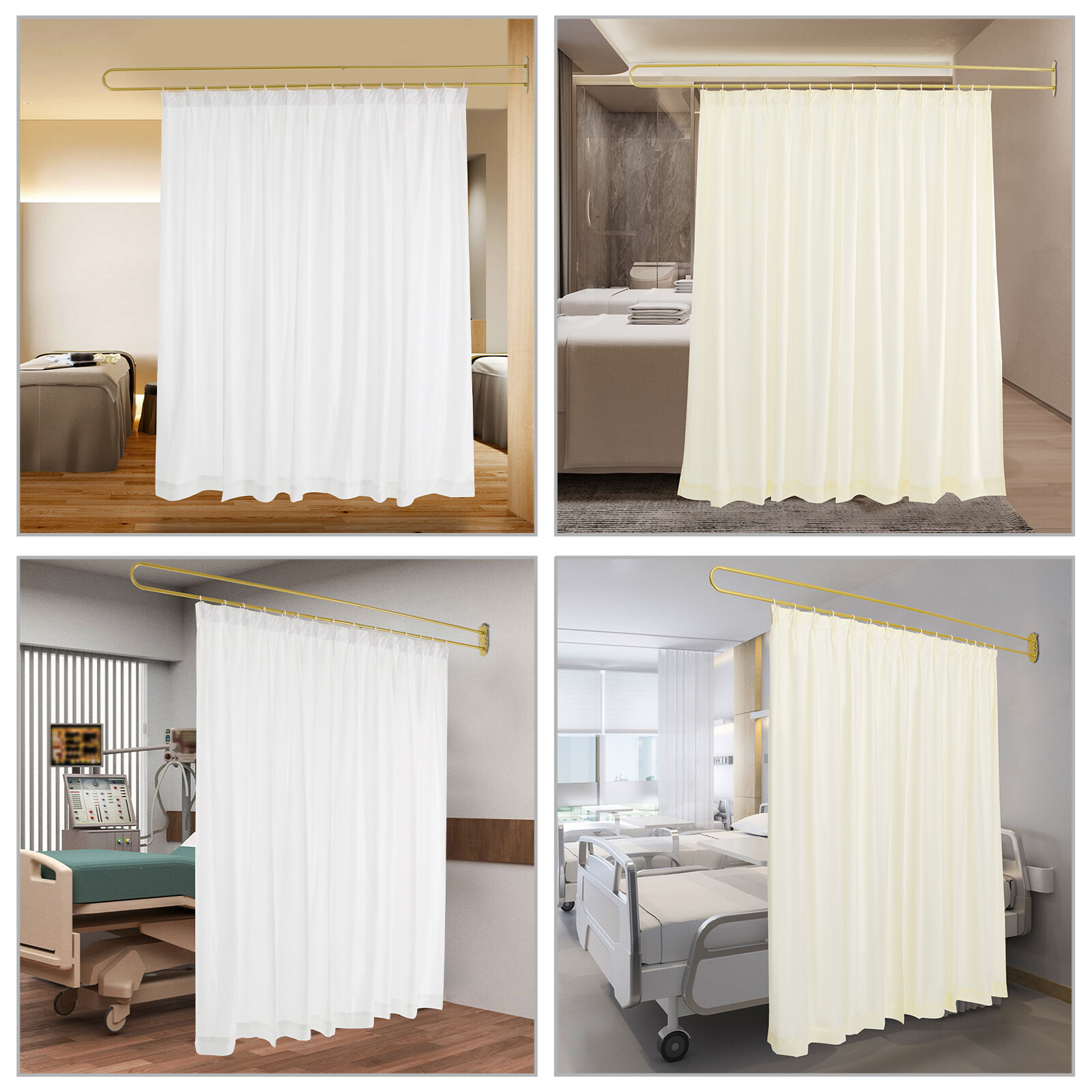 Gold/White UShape Partition Curtain Privacy Partition Curtain Livingroom Divider