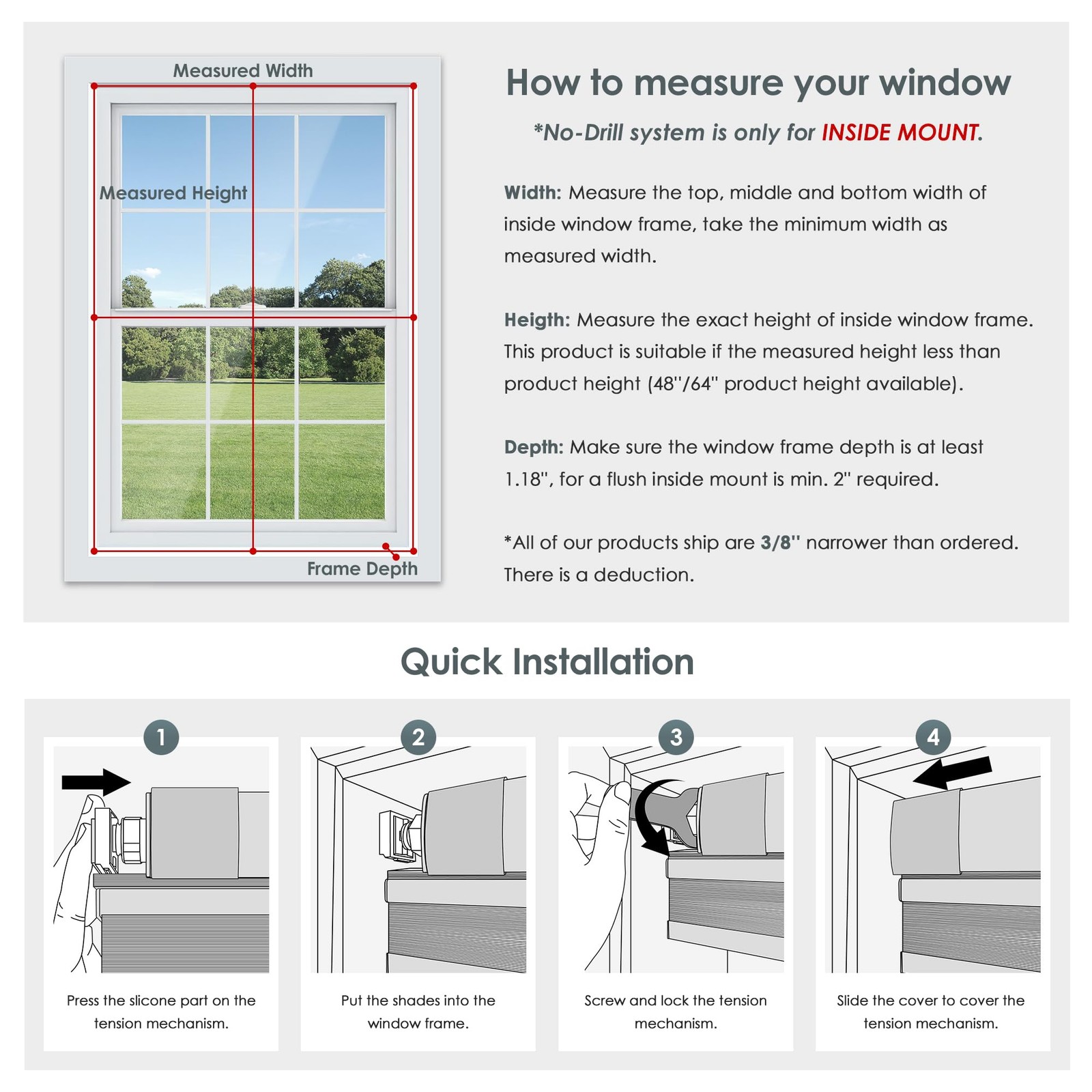 LazBlinds No Tools No Drill Cordless Cellular Shades, Top Down Bottom Up (TDB…