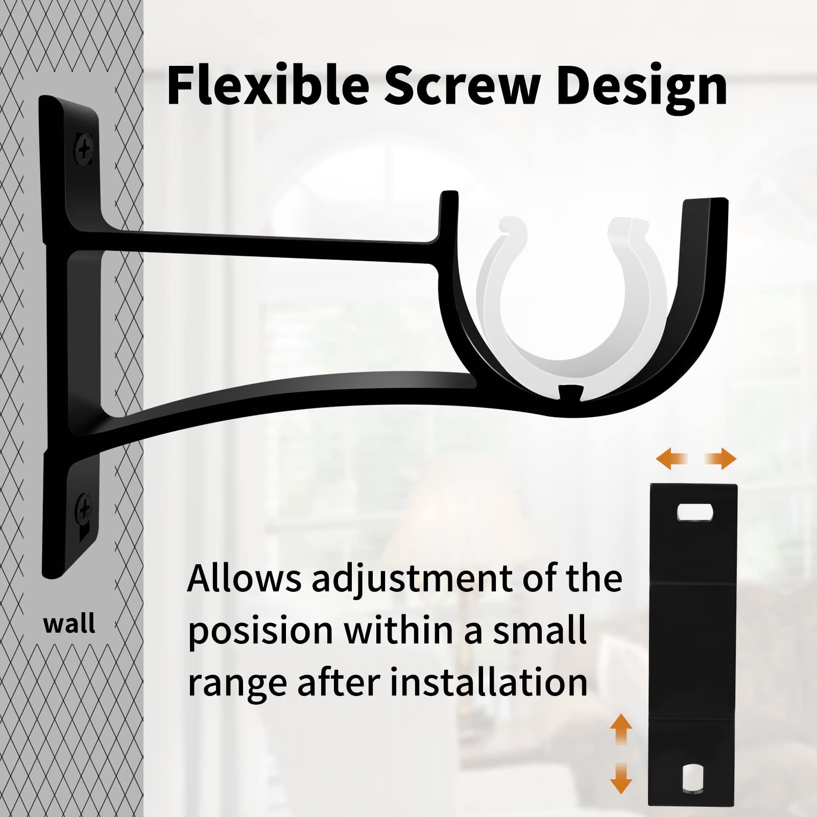 Curtain Rod Bracket, Heavy Duty Curtain Holders Single Decorative, Black 4 Pack
