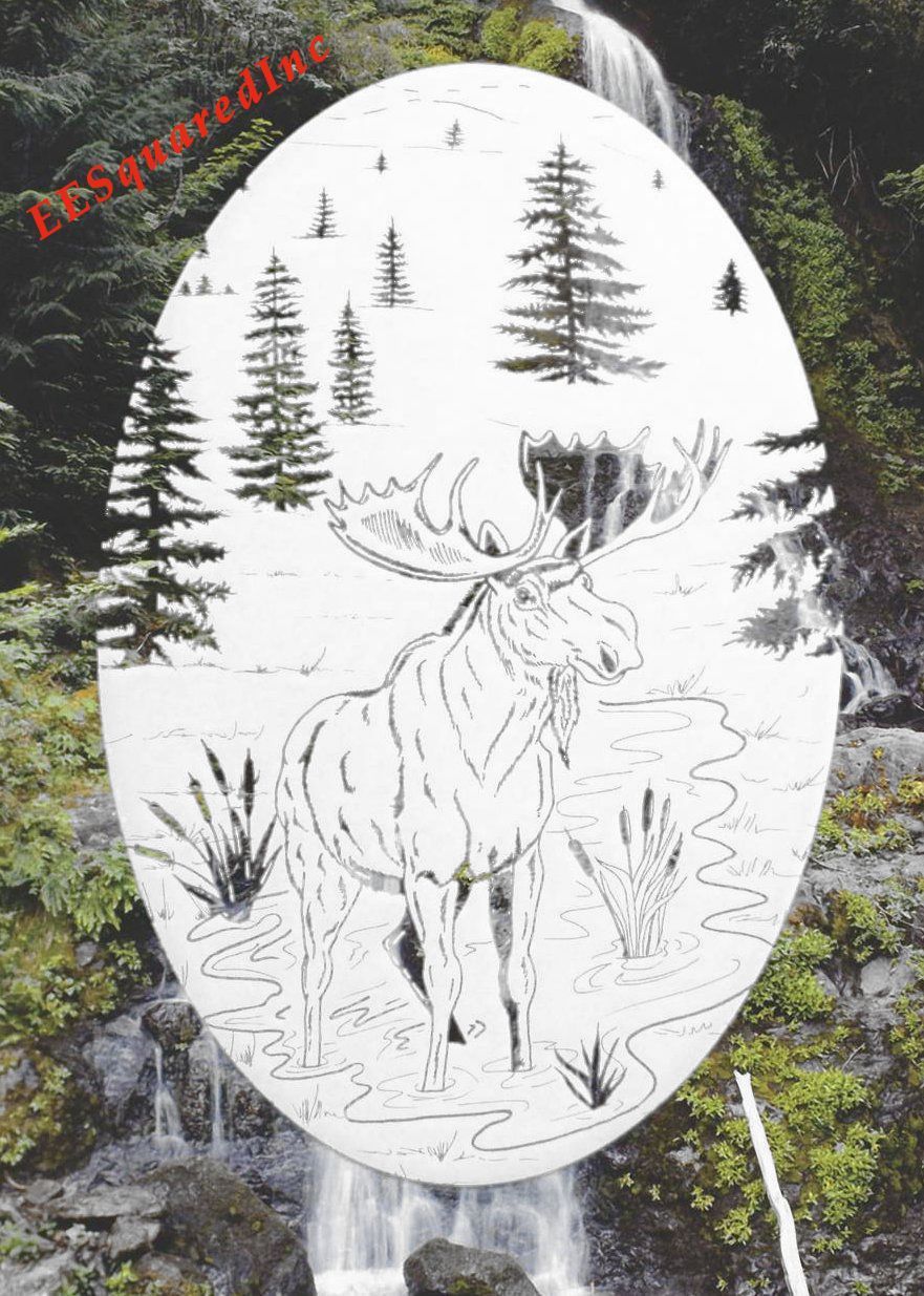 Moose Static Cling Window Decal OVAL 21×33 Western Decor for Sliding Glass Doors