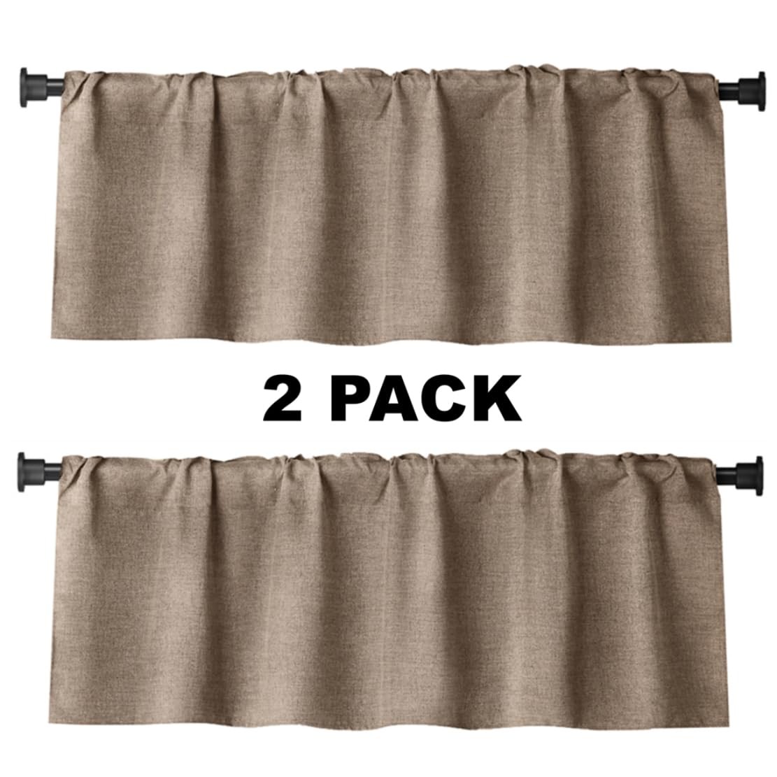 2 Pack Burlap Window Valances Farmhouse Design Window Treatment Lined Decor C…