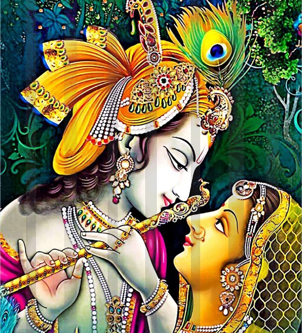 Kanha Ji Digital Printed Curtains for Mandir, Temple Set of 2 US