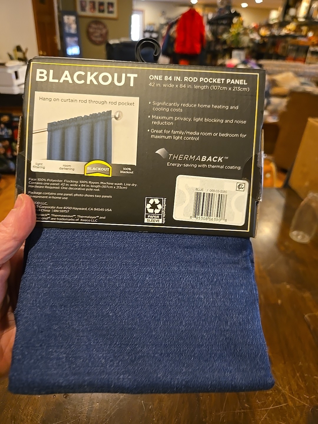 Eclipse 99% Blackout One Rod Pocket 1 Panel Kenley | Indigo Blue Curtain 42″x84″