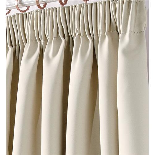 Pair Pencil Pleat Tape Top Plain Thermal BLACKOUT LINED Curtains with Tie Backs